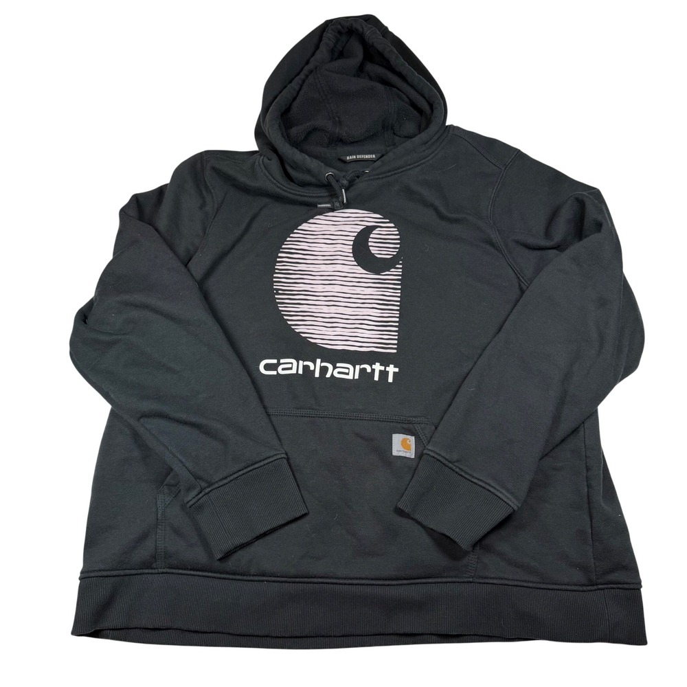 Carhartt Rain Defender Hoodie Womens XXL Black Graphic Relaxed Fit TS5636-W